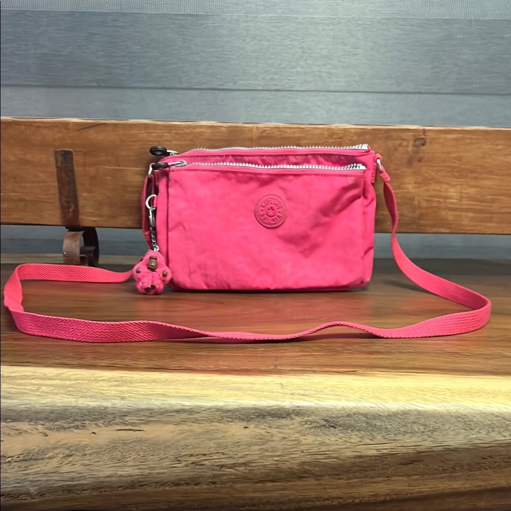 Kipling Pink Nylon Crossbody Bag with Adjustable Strap